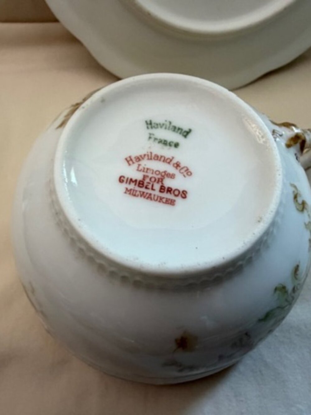 Antique Limoges Porcelain Mustache Teacup - Picture 7 of 11